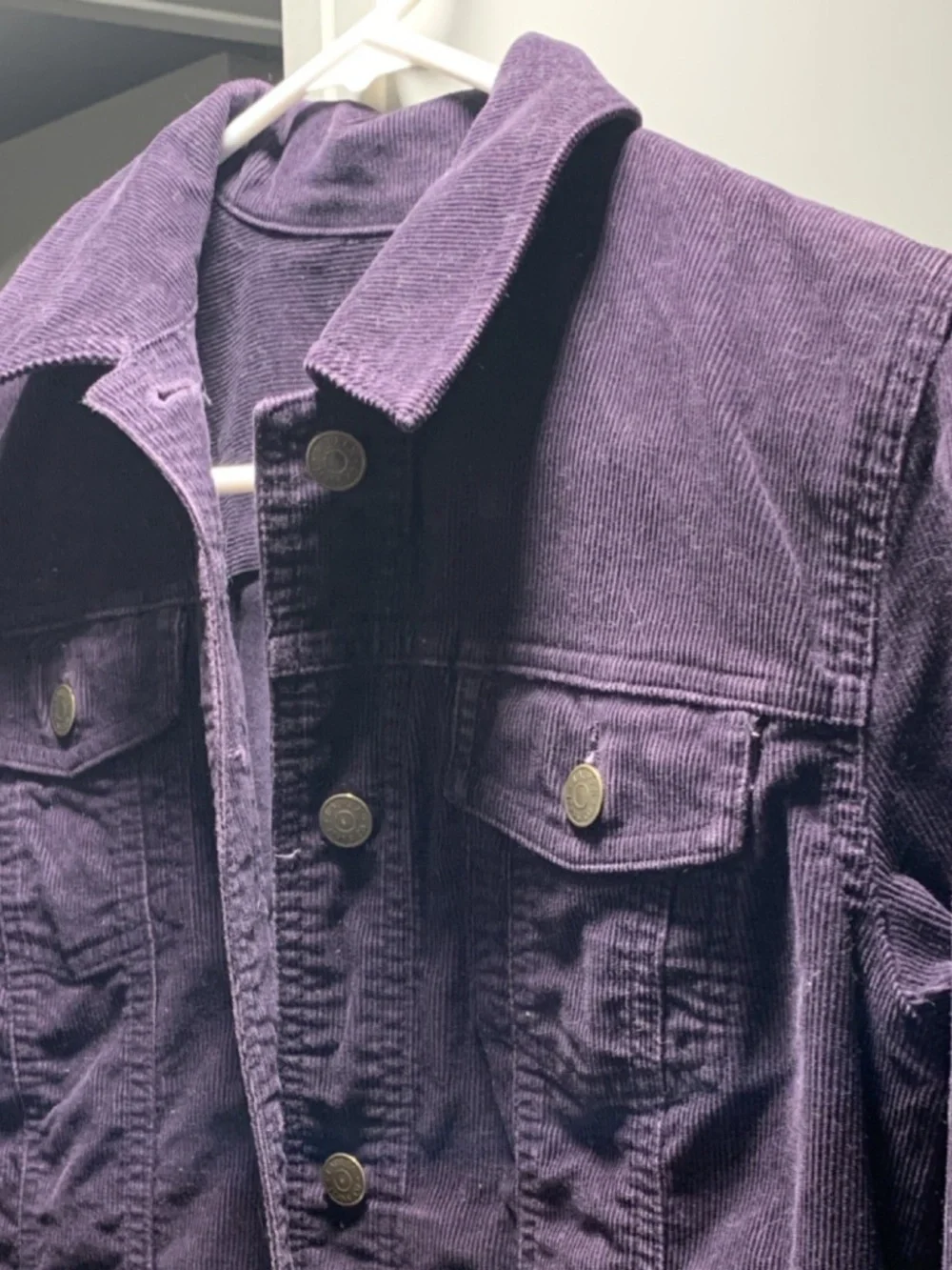 Y2K Ralph Lauren Purple Corduroy Jacket P/M Petite Collared Button Pocket SKU026 - Picture 1 of 10